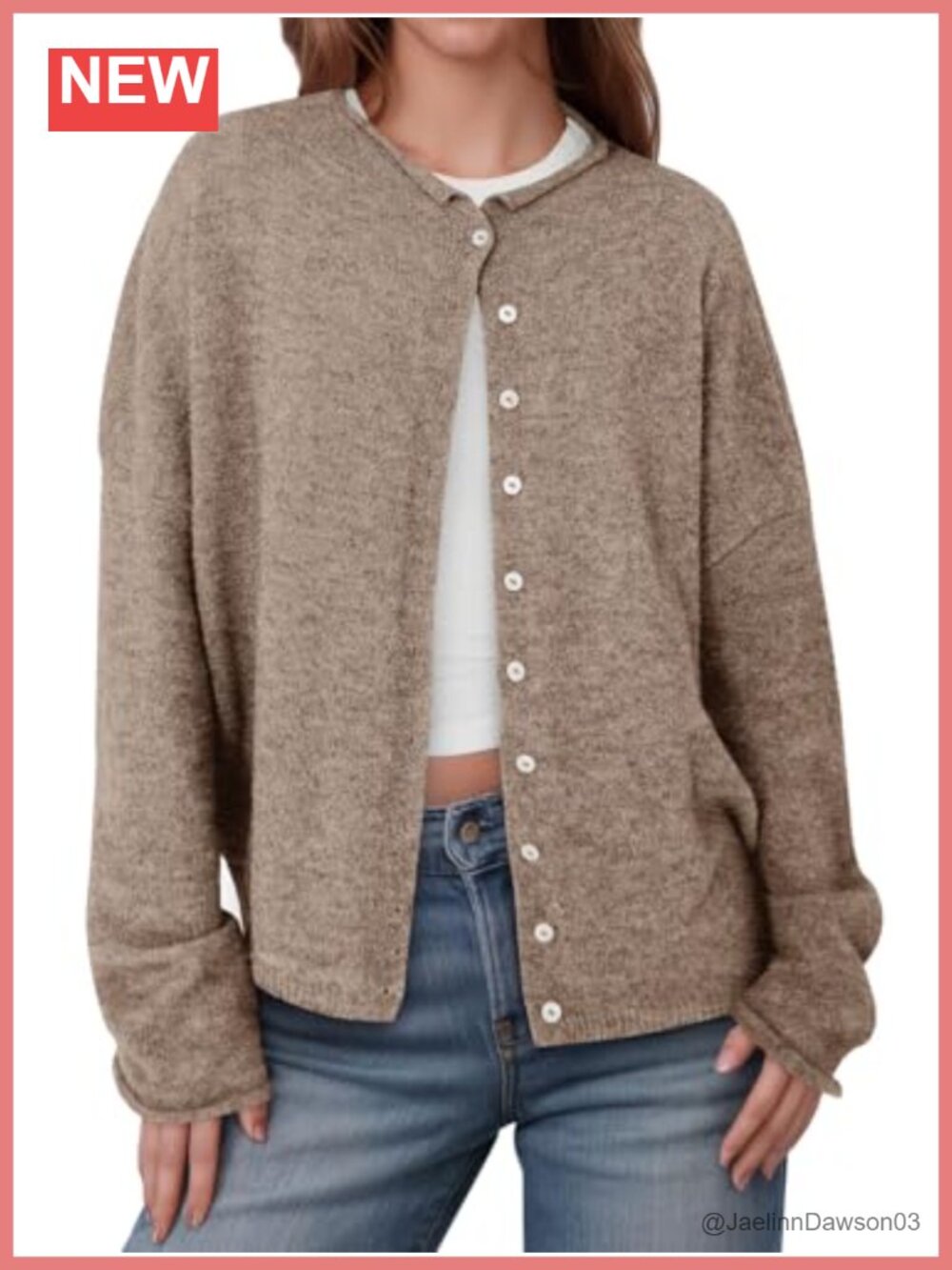Womens Button Up Long Sleeve Lightweight Knit Cardigan Loose Fit Casual